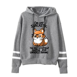 Women’s Graphic Just Intelligent Beyond Your Understanding Long Sleeves Casual Versatile Pullover Cute Fox Hoodies Autumn Tops