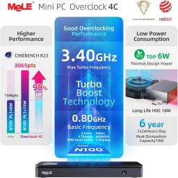 MeLE Reddot Winner Mini PC N100 I3-N300 16GB 32GB 512GB Mini Desktop Computer, USB-C on Office Education Home Overclock4C