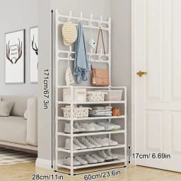 Five Layer Shoe Rack Simple Shoe Rack Integrated Storage Rack Household Shoe Rack Multifunctional Clothes Rack Coat Rack 2-piece