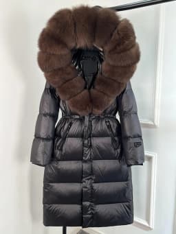 Janveny Thick Glossy Long Puffer Jacket Women Real Fox Fur Hooded 2026 Winter 90% Duck Down Coat Waterproof Female Warm Parkas