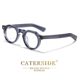 CATERSIDE Vintage Round Men Optical Glasses Frame Acetate High Quality Pin Core Thick Frame Glasses Women Decoration Eyeglasses