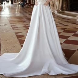 Modern High Side Split Wedding Skirt A-line Floor Length Bridal Overskirt Formal Party Maxi Skirt Detachable Train Customized
