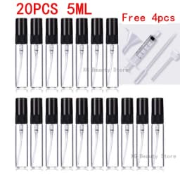 Bulk Pack 5/10/20/50/100PCS 5ML Black Glass Spray Bottles with 4 Essential Accessories - Dropper Funnel Dispenser Syringe