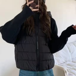 Matakawa Knitted Patchwork Autumn Winter Jackets for Women Light Weight Short Parkas Coats Korean Fashion Solid Chaquetas