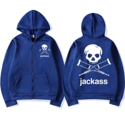 Jackass Logo Graphic Printed Black Zip Hoodie Classic Vintage Sweatshirt Coat Men Women Oversized Casual Loose Cardigan Hoodies