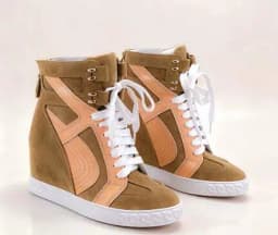 Two-Tone Snake Print Wedge High Top Sneakers Women Genuine Leather Lace Up Hidden Wedge Ankle Boots Platform Casual Shoes Lady