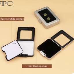 Metal Bare Diamond Storage Box Stainless Steel Metal Diamond Colored Gem with Double Inner Cushion Bare Stone Box
