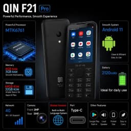 Qin F21 Pro 4G Smart Touch Screen Phone Android11 3GB+32GB BT5.0 2120mAh Battery 5MP Support Google Global Version-Mobile Phone