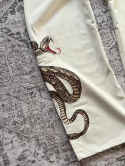 Streetwear Retro Snake Jeans Boa Embroidery Graphic Python Print Pocket Denim Pants Y2K Trend Unisex Baggy Straight Leg Pants