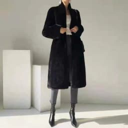 Women's Plush Jacket Stand Collar Mid-Length Winter New Style Black Faux Mink Fur Coat Street Style Plush Outerwear