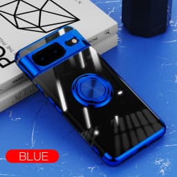 Slim Plating Clear Magnetic Phone Case for Google Pixel 9Pro 9 8Pro 8A 8 7Pro 7A 7 6A 5A Metal Ring Kickstand Cover