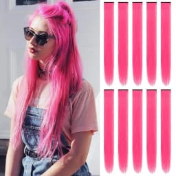 1 5 11 Pcs/lot Clip in Hair Extensions Multi-Colors Highlights Synthetic Hair 22 inch Rainbow Hairpieces for Girls Women Kids