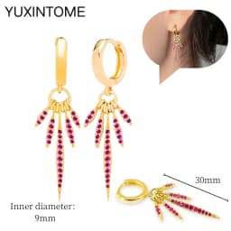 925 Silver Ear Needle Rose Red Hoop Earrings For Women Exquisite Water Drop/Flower/Heart Crystal Piercing Huggie Earring Jewelry