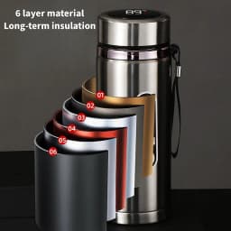 SoftAura Stainless Steel Thermos Bottle LED Temperature Display 500ML- 1L Sus304 Vacuum Flask Portable Cup 2026 New