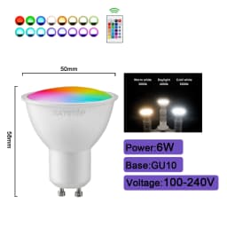 1-10PCS Smart RGBW LED Bulb Spotlight E27 E14 B22 GU10 with Infrared Remote Control Suitable for Colorful Home Lighting