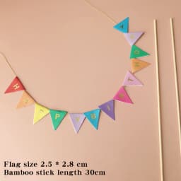 Mini Happy Birthday Banner Cake Topper Party Cake Decoration Supplies Handmade Bunting Garland Pennant Flags