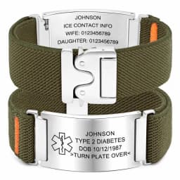 Personalized Medical Alert Bracelet for Men Customized Elastic Strap Stainless Steel Medical ID Bracelets Engraved Medic Info