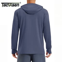 TACVASEN Men's Full Zip UPF 50+ Hooded Jacket Lightweight Sun Protection Fishing Hiking Shirt 4 Pockets Thumbholes Breathable