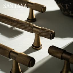 Santaya Solid Antique Brass Handles With Knurled Cross Pattern for Kitchen Cabinet T Bar Pull Bedroom Wardrobes and Drawer Knobs