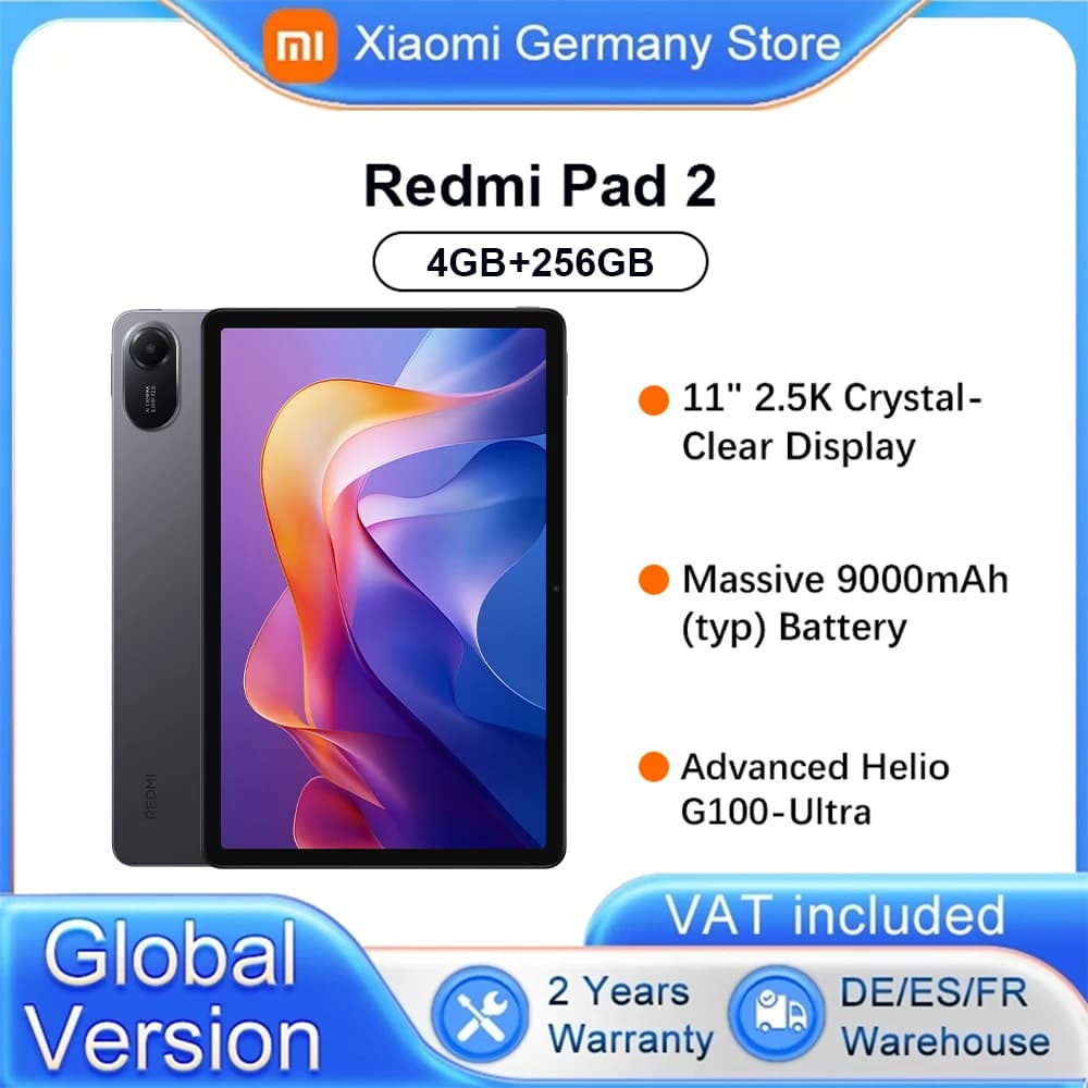 Global Version Xiaomi Redmi Pad 2 WIFI 11' 90Hz Advanced Helio G100-Ultra 2TB Expandable Storage Xiaomi HyperOS 9000mAh Battery