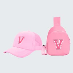 2pcs children's 26-letter printed truck driver hat and chest bag set, lightweight all-in-one visor, suitable for girls' daily