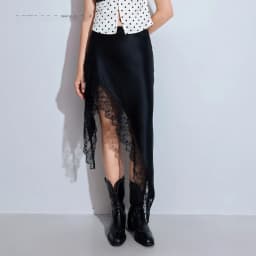 High Waist Asymmetric Splice Black Split Half Skirt Elegant Chiffon Pure Color Long Dress for Women Autumn 2025 New Style
