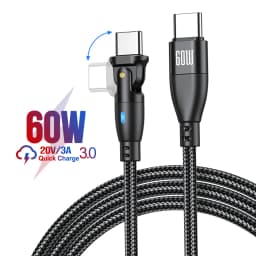 AUFU USB Type C Cable 5A PD100W Fast Charging Charger Wire Cord for MacBook Pro Xiaomi iPad Samsung 180° Rotate USB-C Cable
