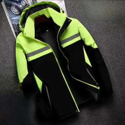 Thickened Fleece Lined Cotton Jacket for Men Workwear Safety Coat Winter Cold Resistant Reflective Printed Logo Casual Loose Fit