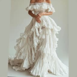 Chic Off Shoudler Sleeveless Lace Tiered A-Line Bride Wedding Dresses Bridal Gowns Customized