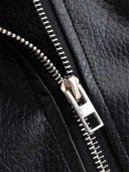 Guobioziy 2026 Fall New Arrival Women's Jacket Black Long-Sleeve Faux Leather Zipper Biker Jacket Parka Stylish and Trendy