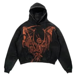Retro hooded sweatshirt skull print flame Y2K retro hooded pullover jacket street style goth casual fashion men's Harajuku top