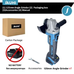 JAUHI 125mm M14 Brushless Wireless Electric Angle Grinder Rechargeable 4 Speed Grinding Cutting Machine For Makita 18V Battery