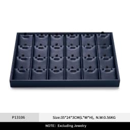 Oirlv Premium Blue Leather Stackable Jewelry Tray Multifunction Jewelry Drawer Organizer Trays Rings Earrings Storage Props