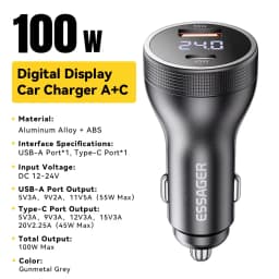 Essager 100W Car Charger USB C Quick Charge PD 45W for iPhone 15 Pro 14 Xiaomi Poco Samsung Galaxy S24 Fast Charger Charging