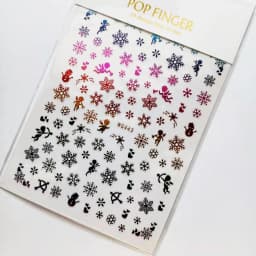 Sliver Bronzing 3D Christmas Nail Art Decoration Sticker Sparkly White Colorful Glitter Geometry Snowflake Winter Slider Foil