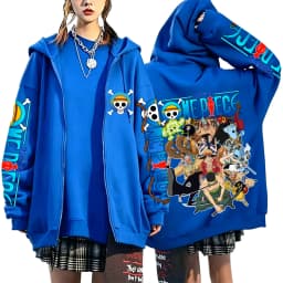 One Piece Luffy Zoro Sanji All Characters 2026 New Japanese Anime Fashion Y2K Casual Sportswear Men's Couple Style Zip Up Hoodie