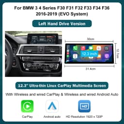 12.3 Wireless CarPlay Android Auto Multimedia Linux Screen For BMW 1 2 3 4 Series F20 F21 F22 F30 F31 F32 F33 NBT OR EVO