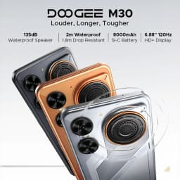 DOOGEE M30 Ai Smartphone 6.88" IP68 Waterproof Android 16 8000mAh Battery 48GB RAM (6+42) 256GB ROM 64MP Camera Widevine L1 Google Pay Supports with 135dB Large Amplitude Speaker