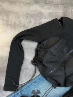 DEAT 2026 New Spring And Winter High Turltleneck Full Sleeves Off The Shoulder Drawstring Zippers Short Sweatshirt WW95701L