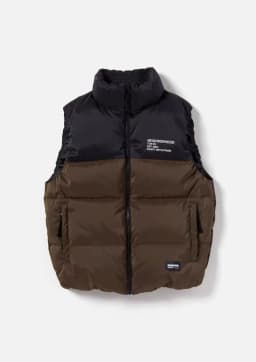 NBHD Classic down Vest Middly Thick Patchwork Color down Vest Youthful Vitality Style Nylon Fabric Drawstring Hem Zipper Closure
