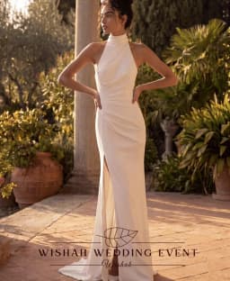 Wishah Customized Elegant White Halter Pleated Sleeveless Backless Button Forked Mermaid Long Bridal Gown for Wedding Party 2027