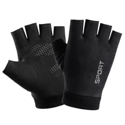 Men Winter Suede Leather Plush Thick Half Finger Touch Screen Warm Driving Glove Men's Sport Letter Cycling Riding Mitten P10