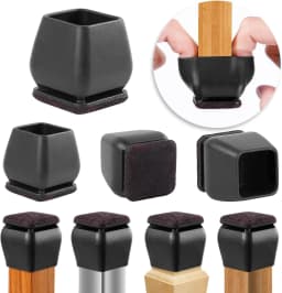 8PCS Chair Leg Floor Protectors 15° Diagonal Thick TPE Pads Silicone Felt Foot Covers for Hardwood Furniture Table Feet