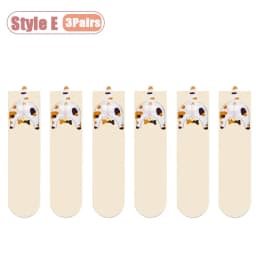 Cartoon Cat Egg Couple Socks Cozy Mid-Calf for Maternity Warm Winter Cute Present for Christmas Cat Lovers Family