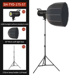 SH 115W Photography LED Video Light Daylight-Balanced Sun Lamp for Softbox Lighting Portrait Flash Studio Tik Tok Youtube Live