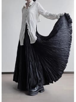 UMI MAO Oversized Pleated Irregular Skirt A Niche Design Sense Pleated Maillard Yamamoto Large Pleated Skirt Women Spring