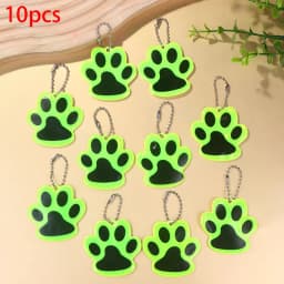 10Pcs Paw Reflective Keychain Outdoor Night Safety Kids Pet Double-sided Reflective Backpack Accessories Pendant