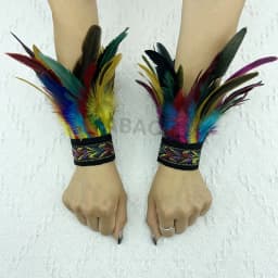 Natural Fur Wrist Cuffs Removable Wrap Bracelet Goth Clothes Sleeves Y2k Accessories Ancklets Fashion Retro Feather Gloves Cuff