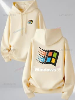 Windows 95 Graphic Vintage for Tech Enthusiasts Casual Streetwear Outfit Print Soft Material Pullover Pattern Hoodie Unisex Top