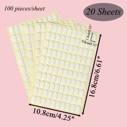 1 to 20 Sheets Nail Tip Glue Stickers for Nail Display Tips, 100pcs/Sheet Double Sided Adhesive Tabs for Practice Nail Stand